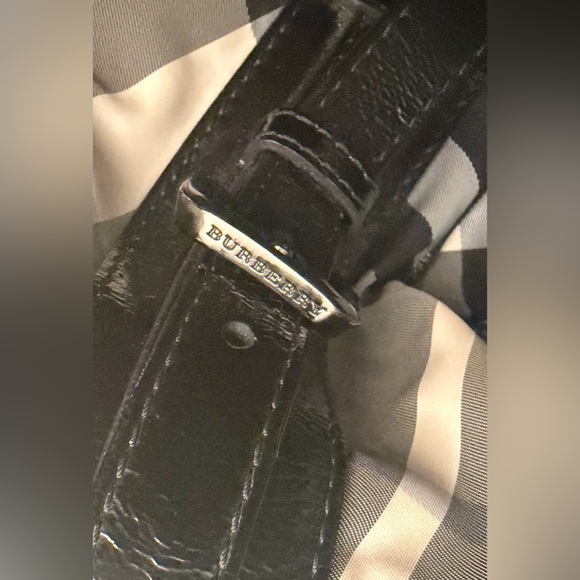 Burberry Black Beat Check Nylon and Patent Leather Buckle Satchel - Picture 6 of 13